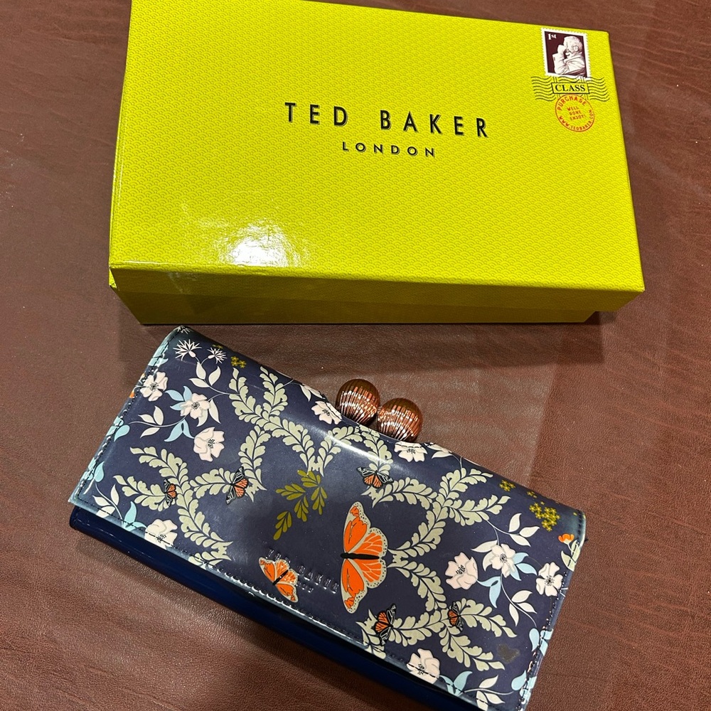 Ted Baker Navy Floral Clasp Wallet